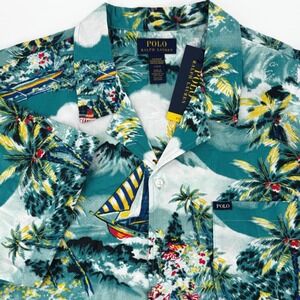 Polo Ralph Lauren Mens Island Sailboat Tropical Sleep Shirt Teal Large NWT